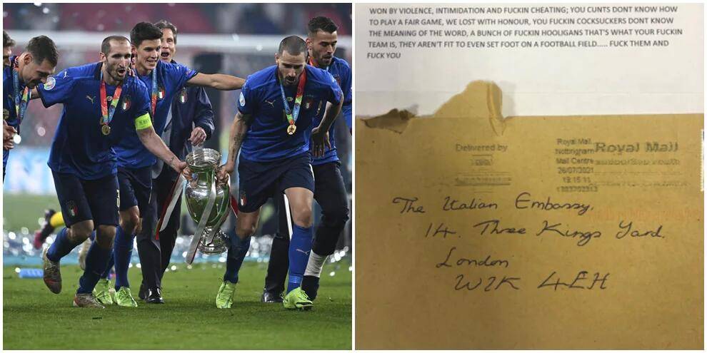 不满欧洲杯决赛失利 三狮球迷写信辱骂意大利驻英使馆