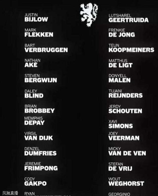 荷兰国家队2024年欧洲杯名单：切尔西球星被淘汰