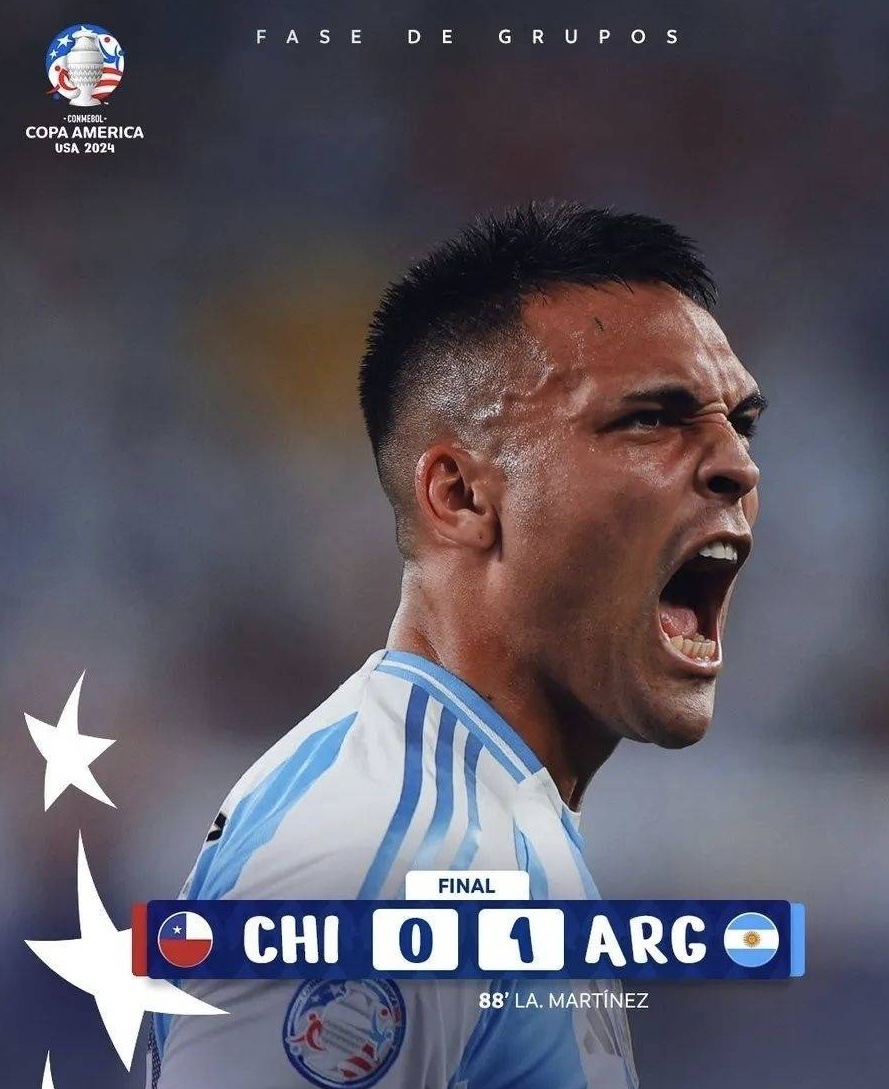 劳塔罗在美洲杯第二轮连续进球，帮助阿根廷1-0击败智利晋级小组赛相关图五