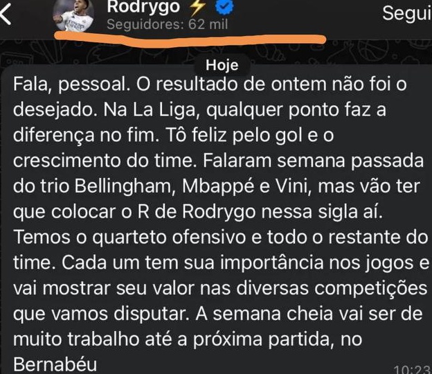 罗德里戈在文中表达了自己的不满：亲爱的球迷，我的名字将被添加到三叉戟上：皇马将发生内讧相关图二