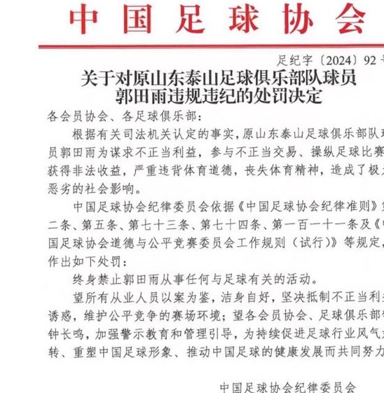 重罚！受处分六十人：金敬道、孙卓豪、郭田宇被终身禁赛，王松被禁赛五年相关图十一