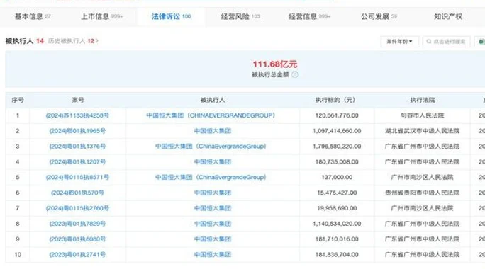 许家印已两次被限消 中国恒大累计被执行超百亿相关图三