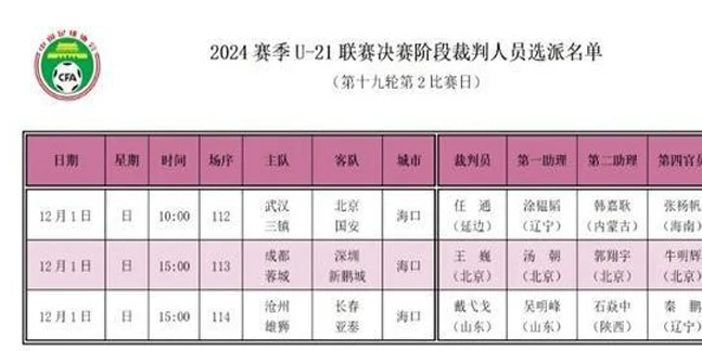 U21联赛将收官：国际级裁判进驻，国脚胡荷韬驰援蓉城相关图四