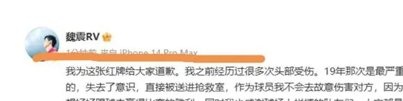 魏震赛后为吃红牌道歉引热议，球迷：人人都笑你，偏偏你最不争气相关图二