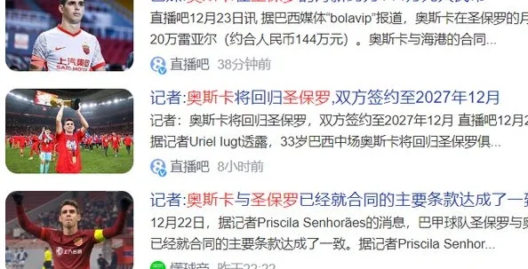 再见，上海海港！曝奥斯卡叶落归根回巴甲，月薪仅144万，签约3年相关图三