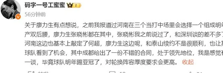 再见，山东泰山！曝廖力生即将加盟成都蓉城，携手韦世豪，冲冠军相关图四