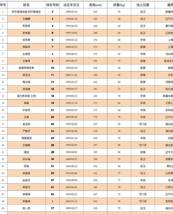 长春亚泰大名单：全队平均年龄为26.9岁，谭龙成最年长球员