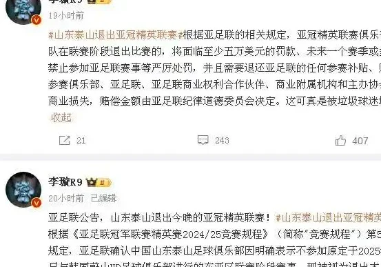 正式官宣！山东泰山发布倡议书，涉及3项内容，揭秘亚冠处罚金额相关图四