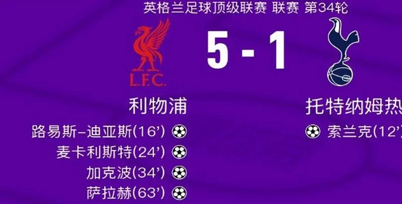 利物浦5-1提前4轮夺冠！阿根廷中场轰入世界波，当选队内最佳球员相关图二