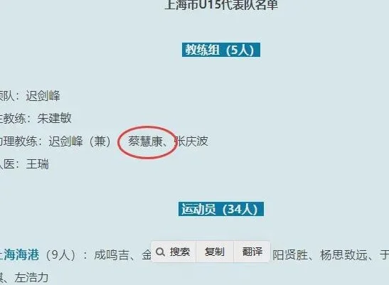 崇明五虎又退一人？35岁国脚后腰蔡慧康出现在教练名单，转型了？相关图三