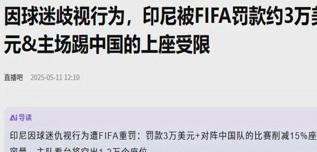 重罚印尼队，FIFA终于出手！国足坐收渔翁之利，抢3分=半只脚出线相关图二