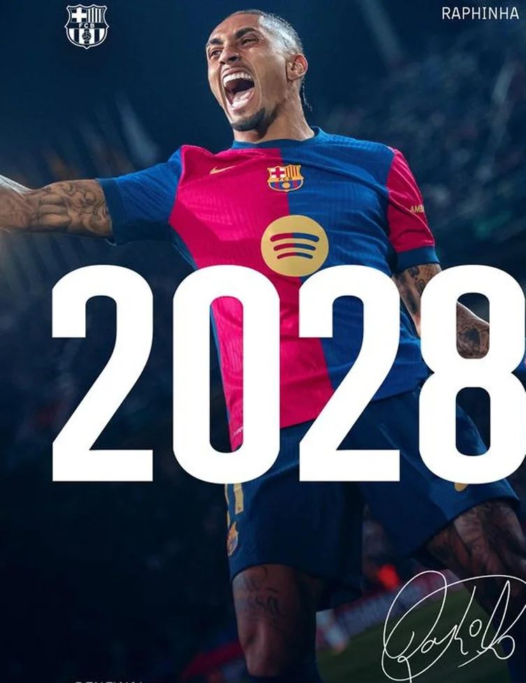 官方：拉菲尼亚和巴萨续约至2028年6月
