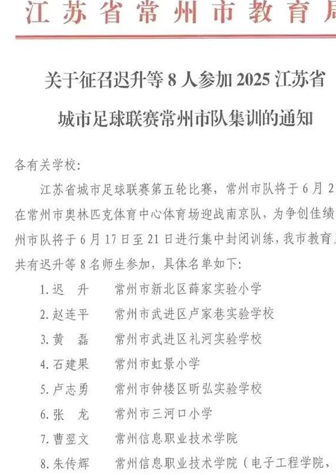 摇人了？常州教体局红头文件征召球员，下一场VS南京要一雪前耻？相关图三